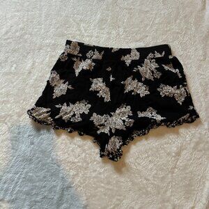 Black Shorts with White Flowers